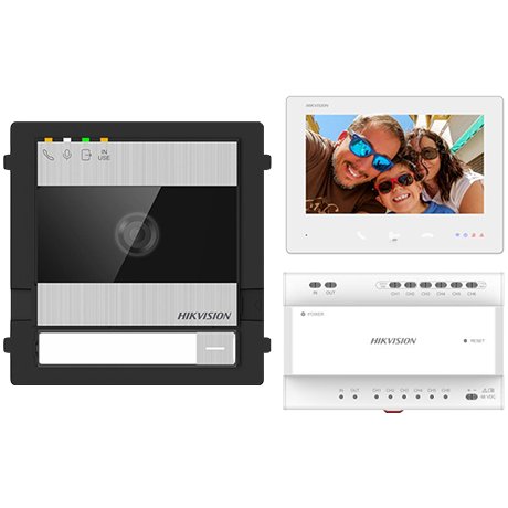 Kit videointerfon Hikvision DS-KIS704EY-SS, montaj 2 fire