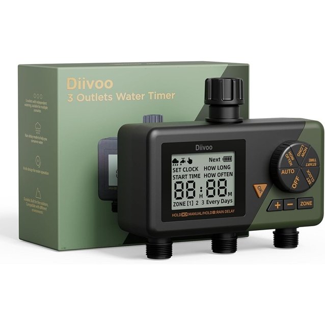 Programator Irigare Diivoo WT10M-GN, 3 Zone, IP54
