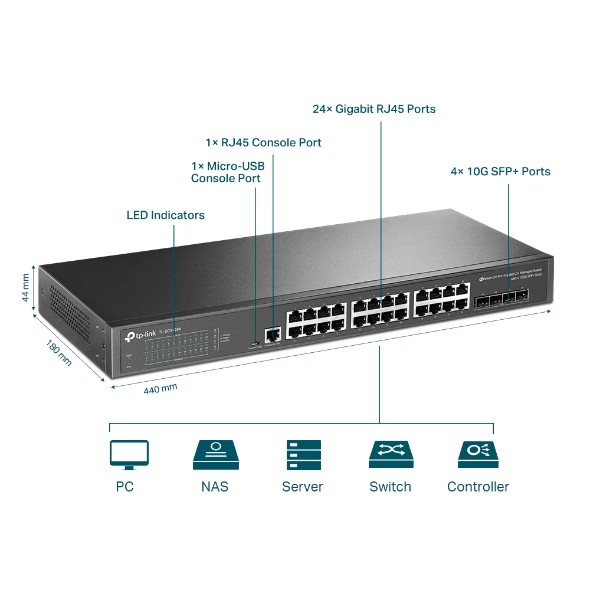 Switch TP-Link TL-SG3428X L2 24xGigabit 4xSFP+ Managed - imagine 4