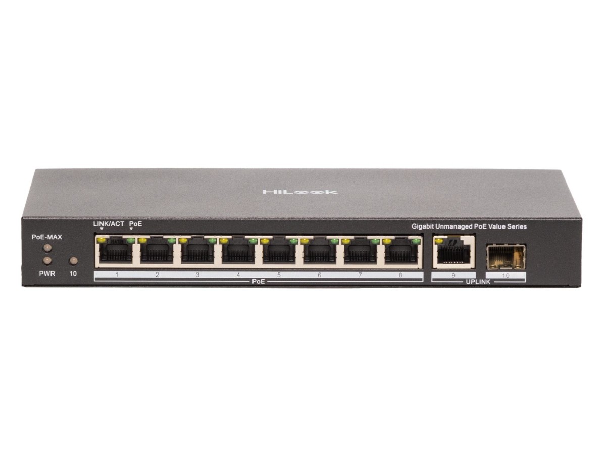 Switch PoE HiLook NS-0510P-80(B), 8 porturi, 80W