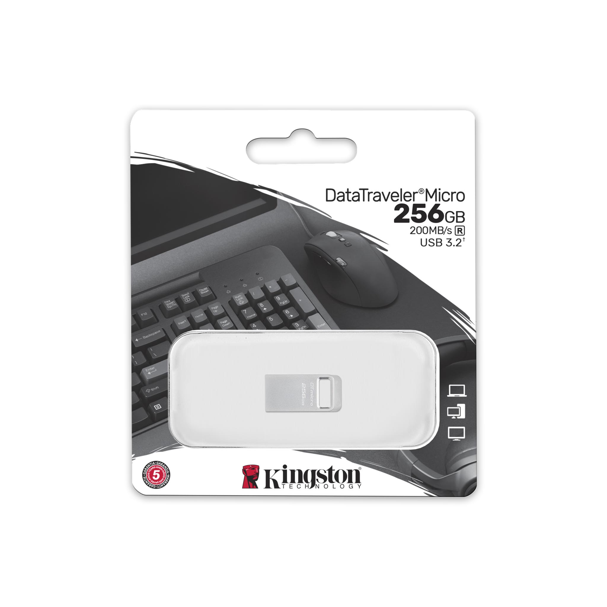 Stick USB 256GB Kingston DataTraveler Micro 200MB/s Metal - imagine 3