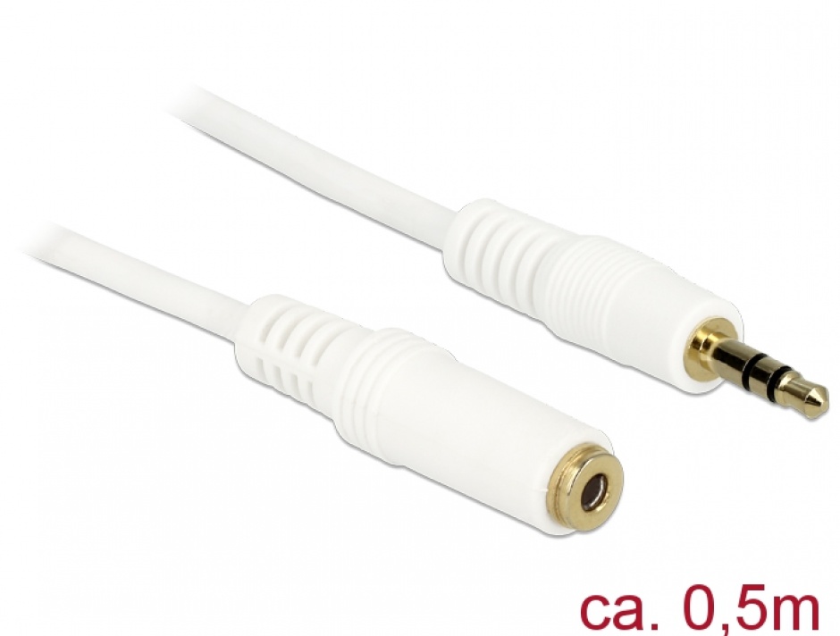 Prelungitor Audio Jack 3.5mm 0.5m Alb Delock