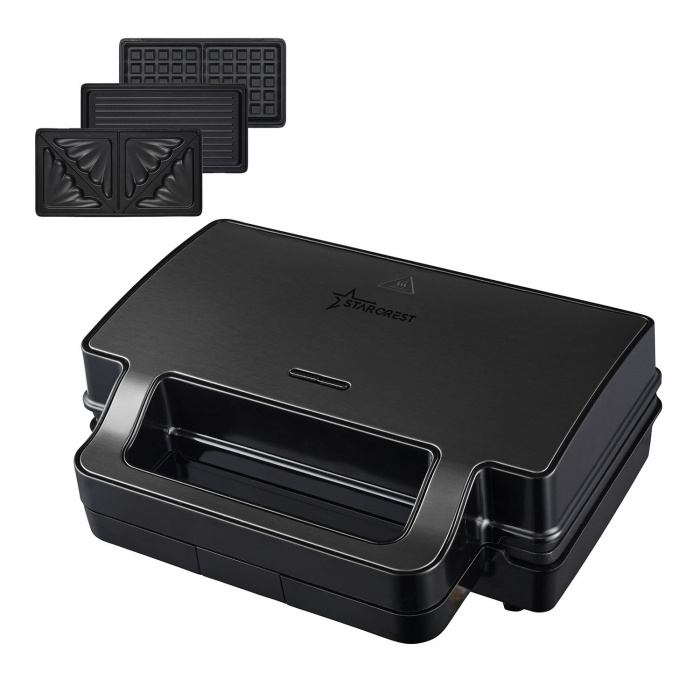 Sandwich Maker Starcrest 3-în-1, 1000W, Placi Detasabile