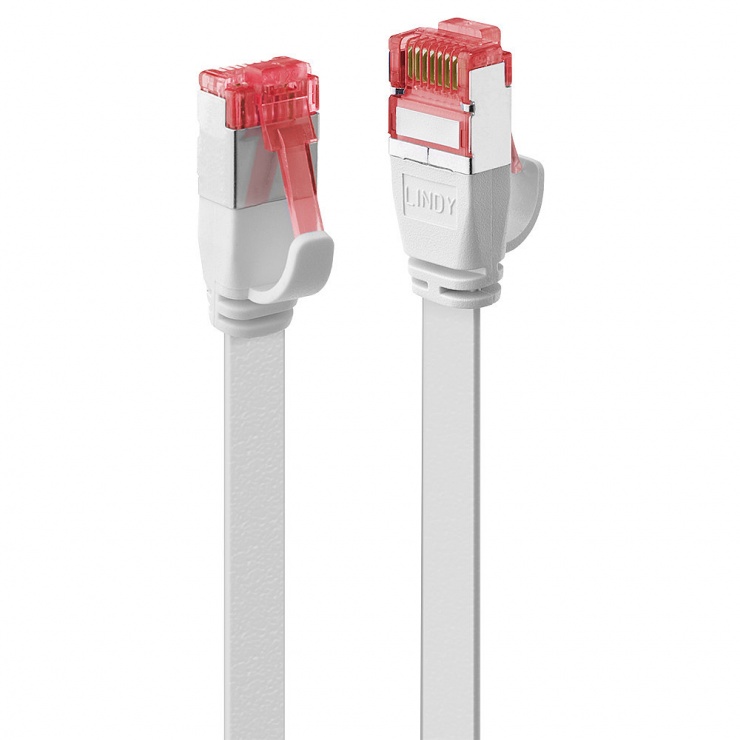 Cablu RJ45 Flat Cat.6 0.3m Alb Lindy