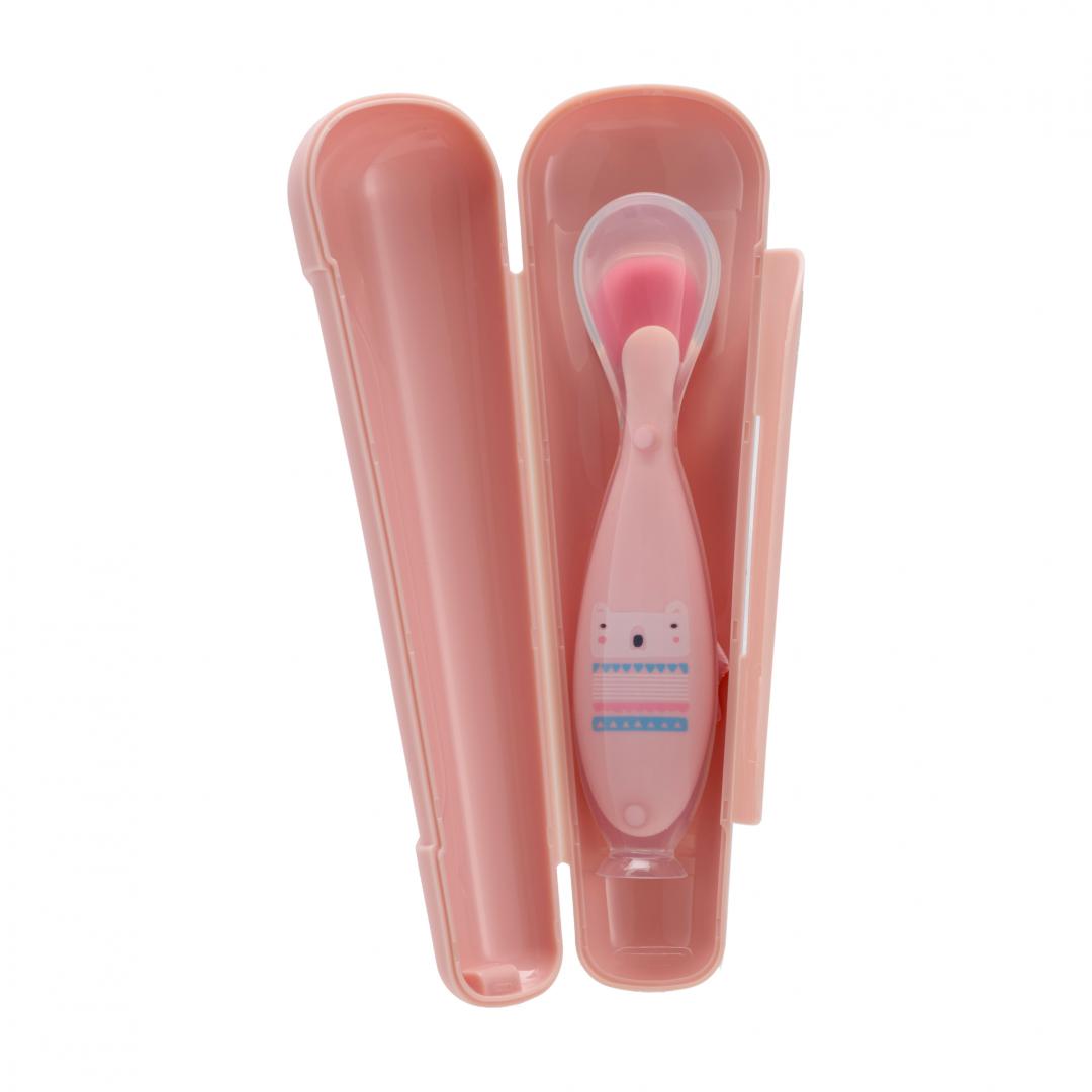 Linguriță Silicon U-GROW Roz cu Ventuză | Hranire Bebeluși - imagine 3
