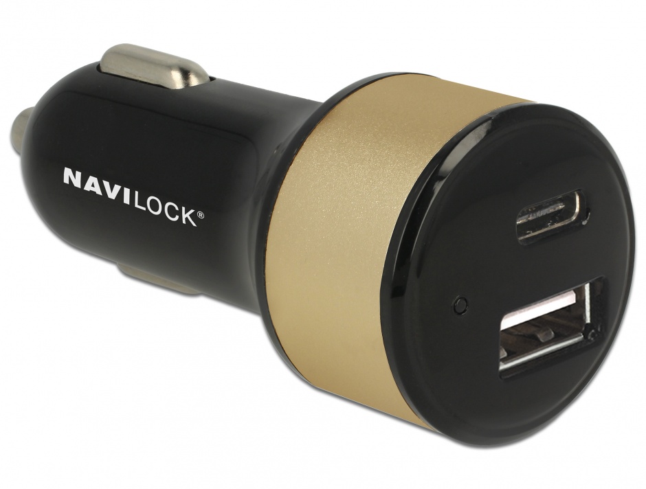 Încărcător Auto Navilock USB-C + USB-A