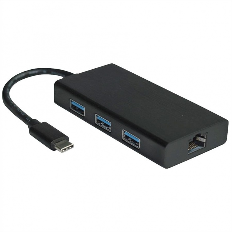Hub USB-C Value cu Gigabit LAN, 3 Porturi
