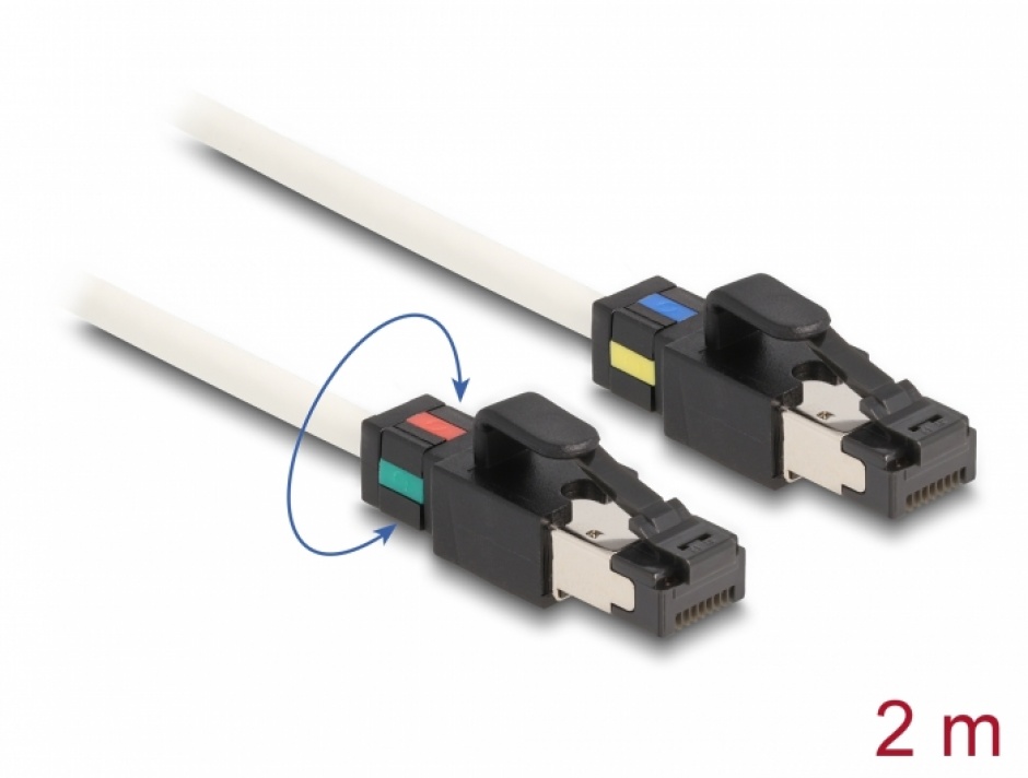 Cablu RJ45 Cat.6A S/FTP 2m Delock cu Cleme Colorate