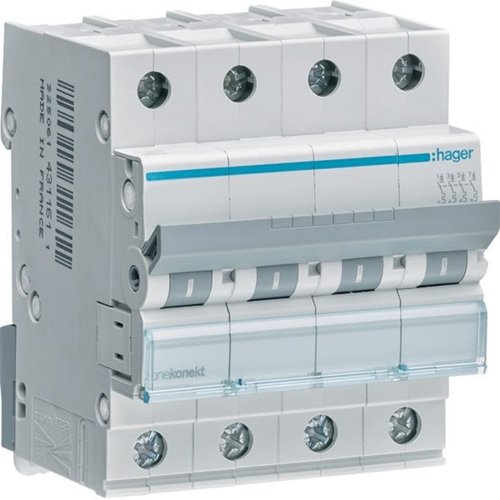 Siguranță automată Hager MCN450, 4P, 50A, 6kA, curbă C