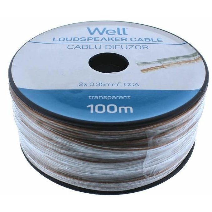 Cablu Difuzor Transparent Well 2x0.35mm, 100m - imagine 1