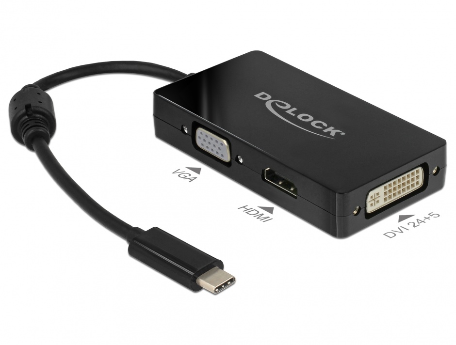 Adaptor USB-C la HDMI/VGA/DVI Delock 63925