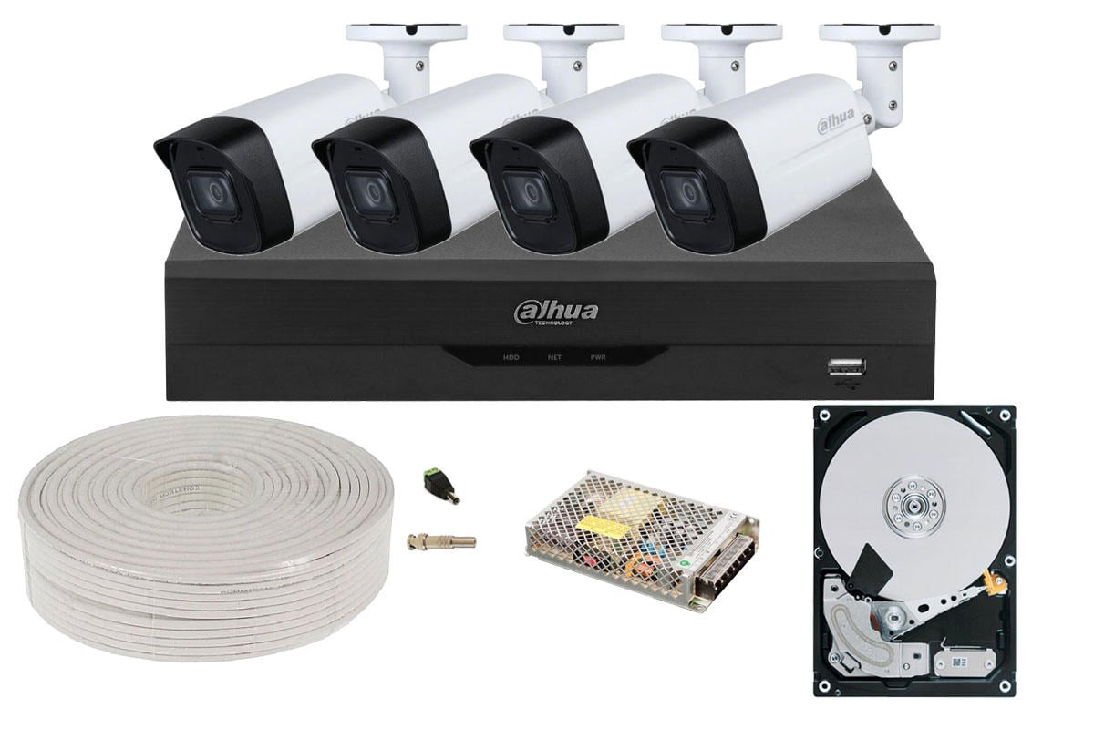 Kit Supraveghere Dahua 4 Camere 2MP Full HD cu HDD 1TB
