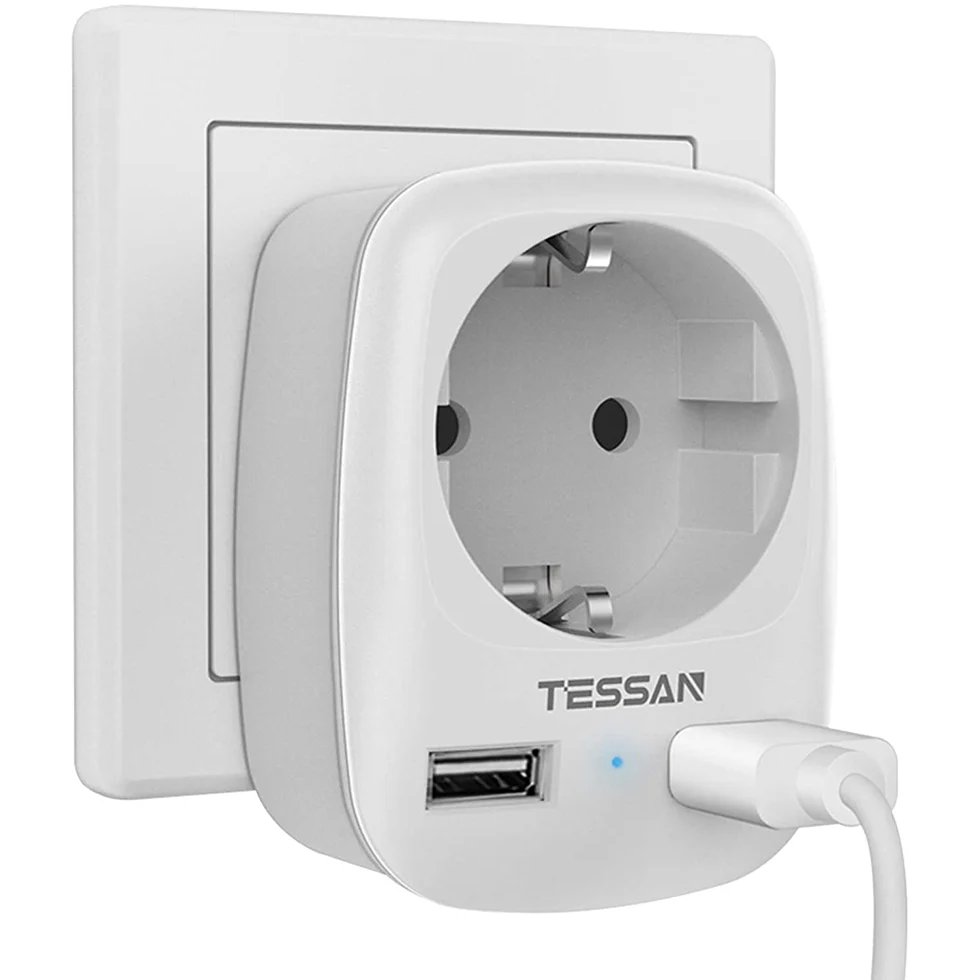Adaptor priză Tessan TS-611-DE, 2xUSB 2.4A, 13A
