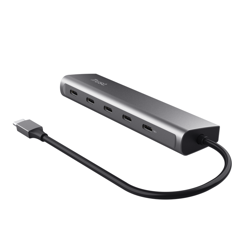 Hub USB-C Trust Halyx 5 Porturi 100W PD - Gri - imagine 4