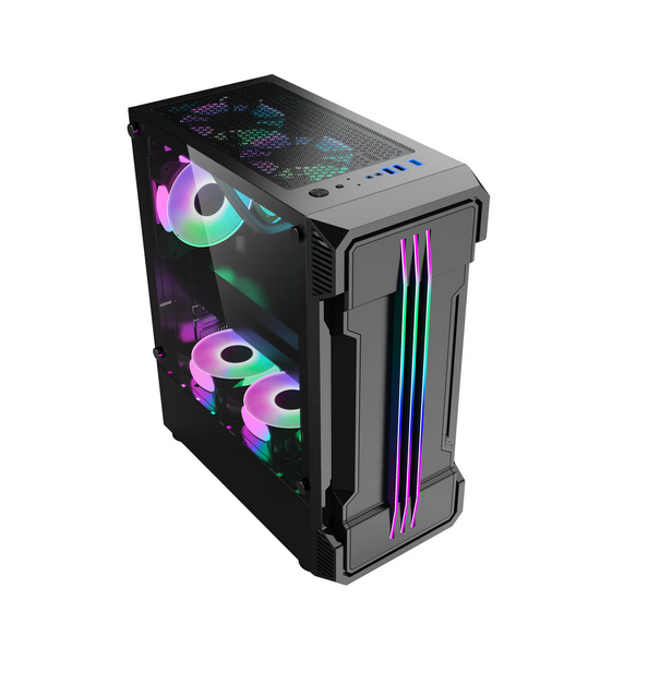 Carcasă Gaming ZERG Mid Tower ARGB Negru cu Sticlă - imagine 2