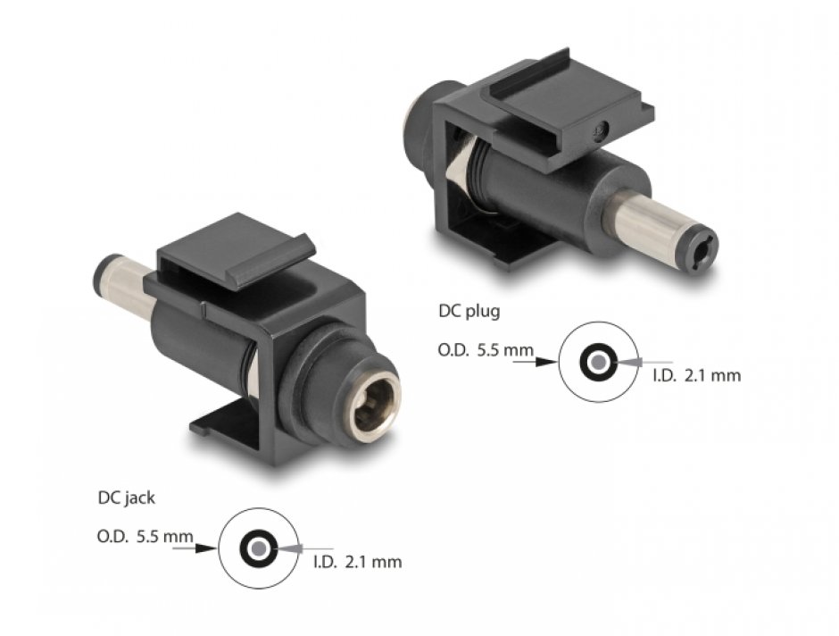 Adapator Keystone DC 5.5mm Delock Negru