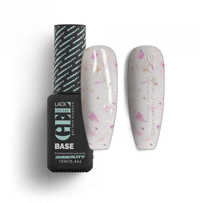 Bază Rubber GELlack 2M Hema Free cu Flakes Nr. 03 | Nailshop