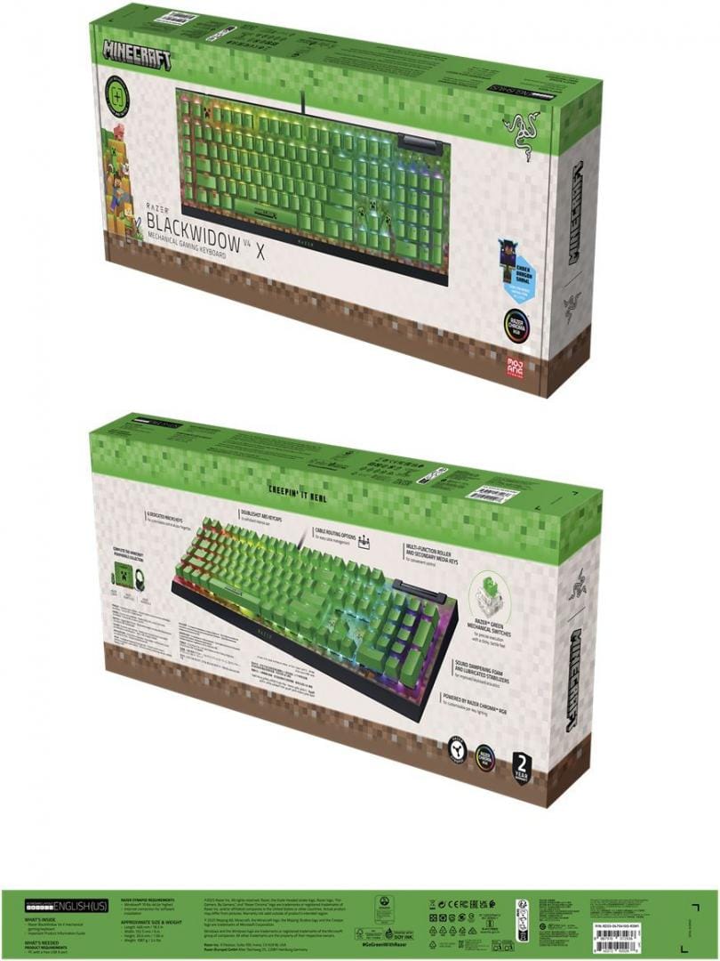 Tastatura Gaming Razer BlackWidow V4 X Minecraft Edition - imagine 5
