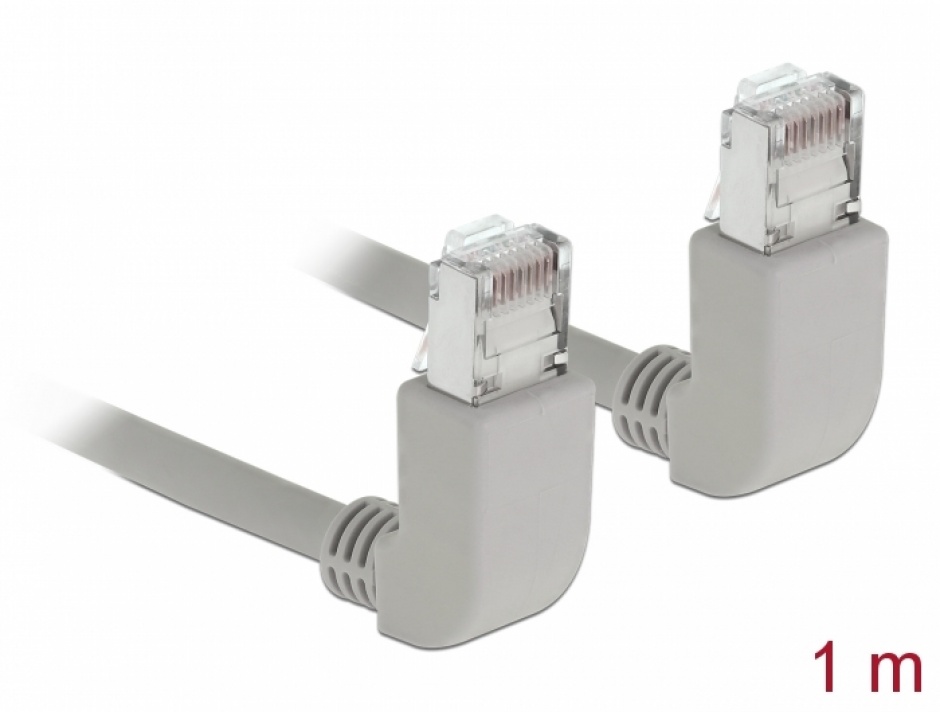 Cablu Delock RJ45 Cat6A S/FTP Unghi 1m Gri