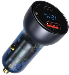 Încărcător Auto Baseus 65W Quick Charge USB-C + USB-A Gri