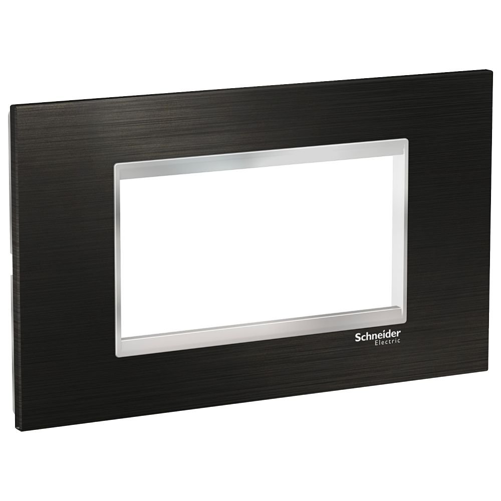 Rama ornament 4 module inox Schneider Easy Styl, negru/crom