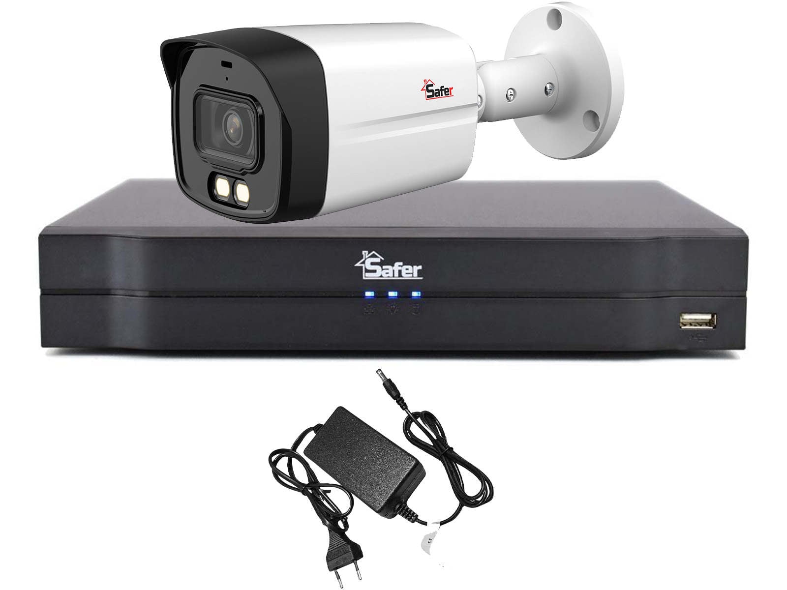 Kit supraveghere Safer FULL HD 40m LED alb