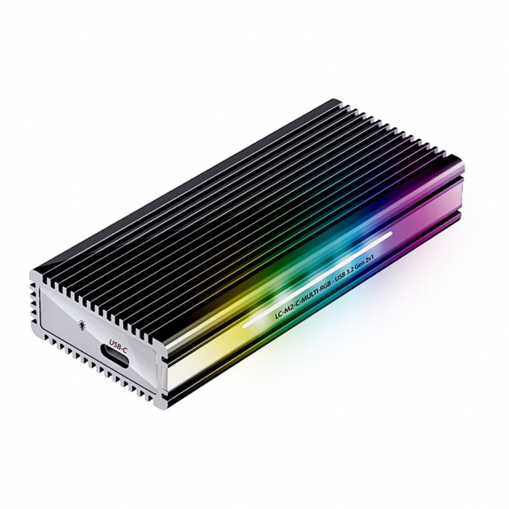 Rak Extern USB 3.2 NVMe/SATA RGB InLine
