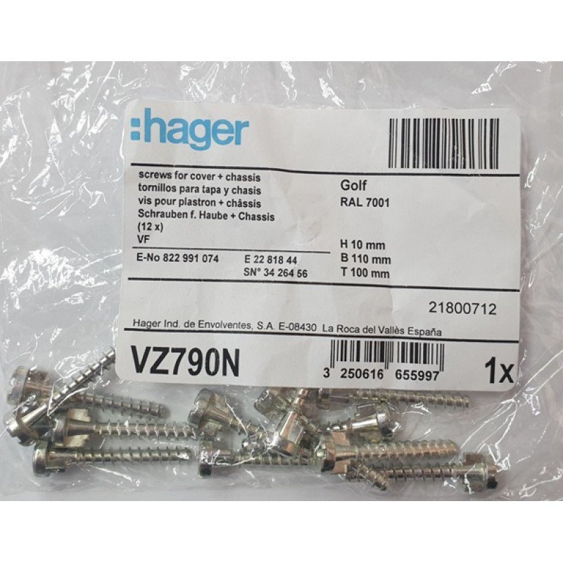 Set 12 Suruburi Hager VZ790N