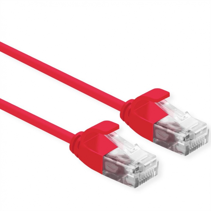 Cablu Roline Cat 6A Slim 0.3m Rosu