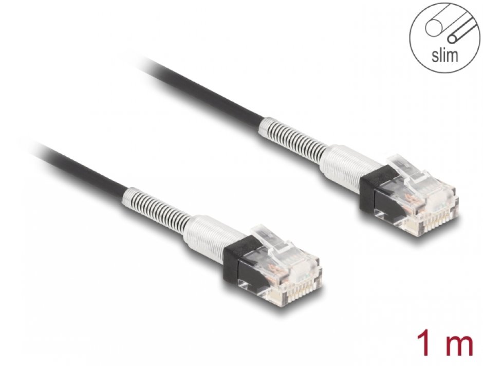 Cablu RJ45 Cat.6A Slim 1m Delock, Protectie Indoire