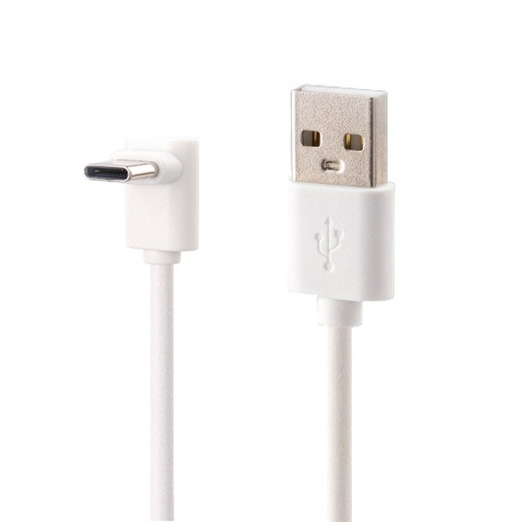 Cablu USB-A 3.2 la USB-C 1m Alb Oem, 5 Gbps, unghi 90°