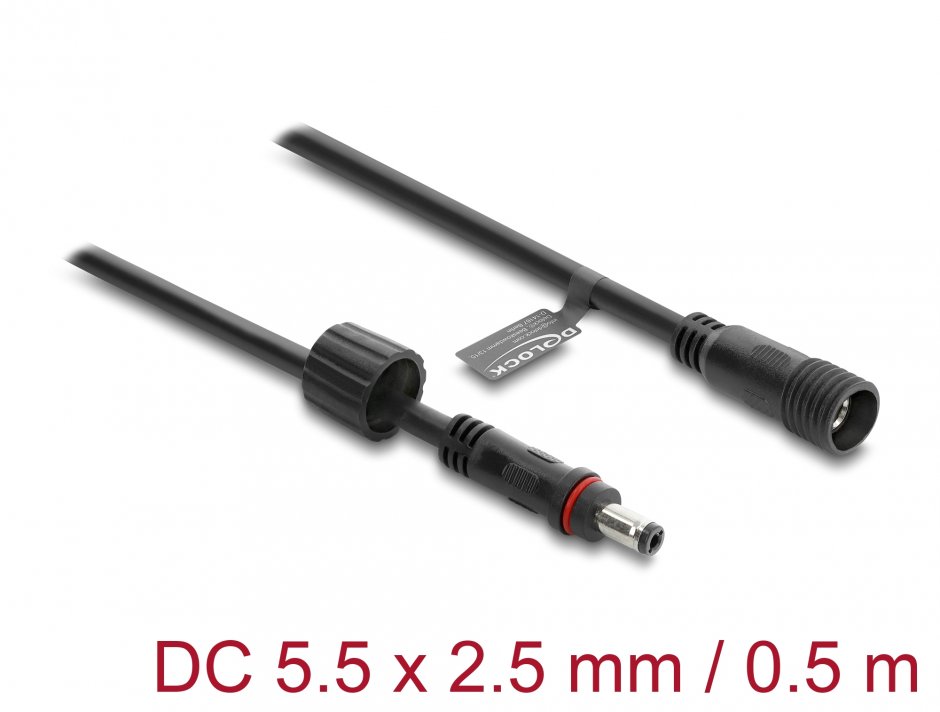 Cablu prelungitor DC Delock 67385 impermeabil IPX6 0.5m