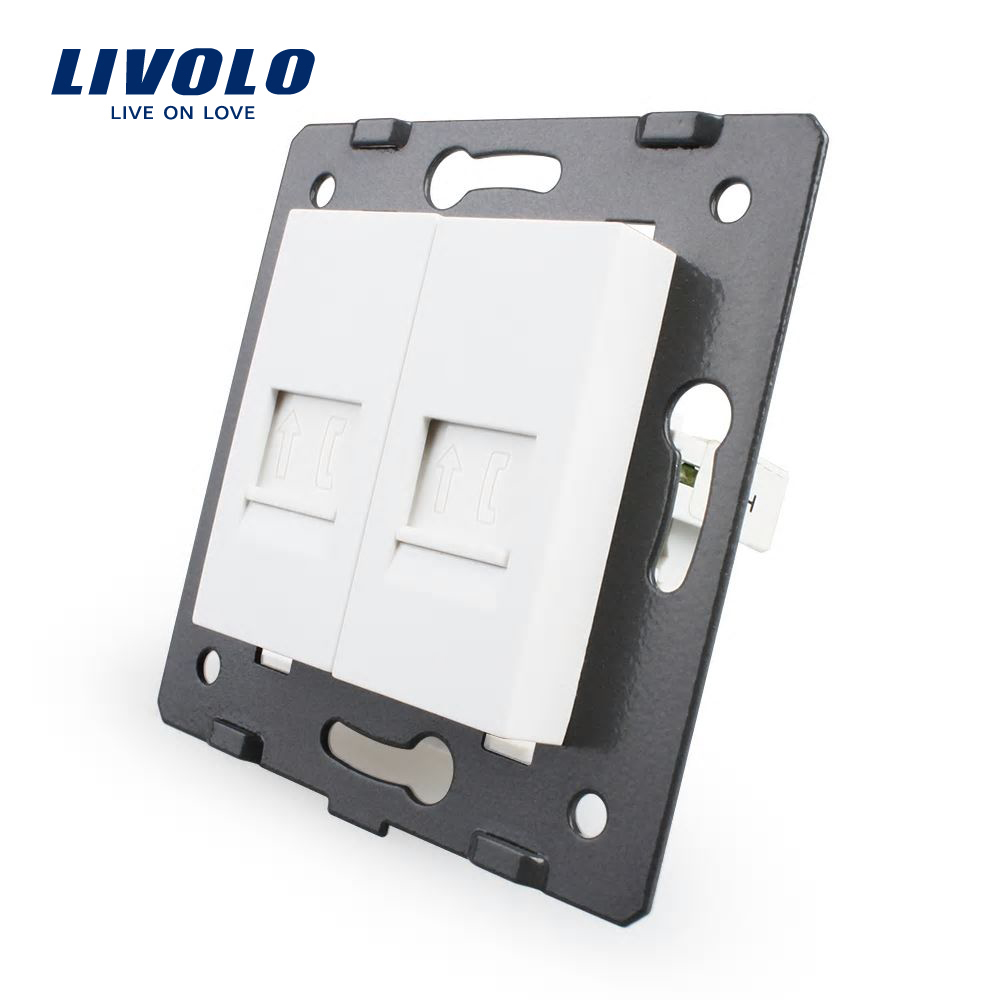 Priză Dublă Telefon Livolo, Touch, Panou Sticlă