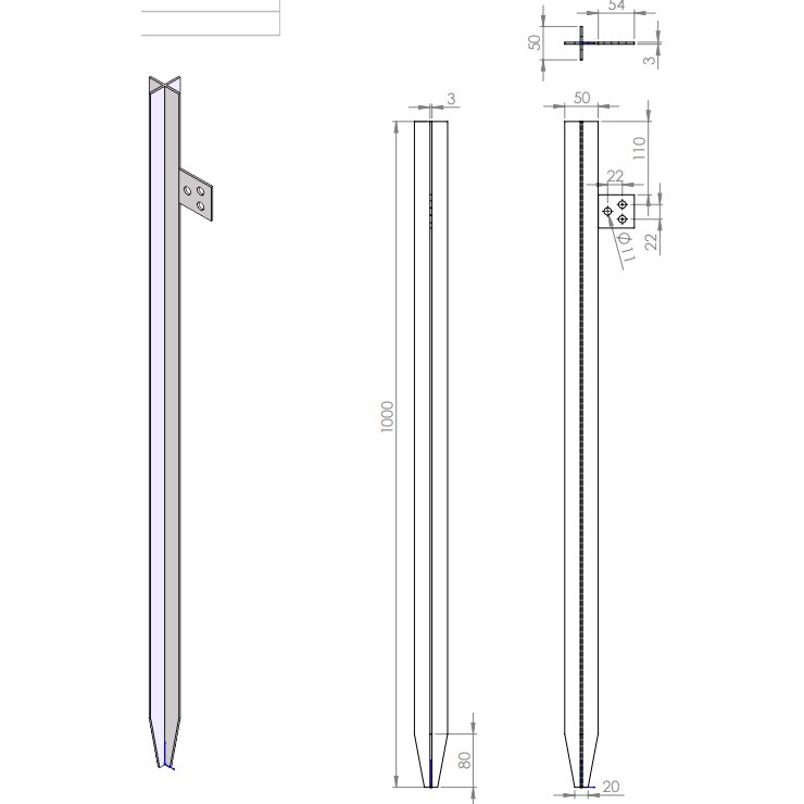 Electrod împământare LDT RB00003, turnat, 1 m, S235JR
