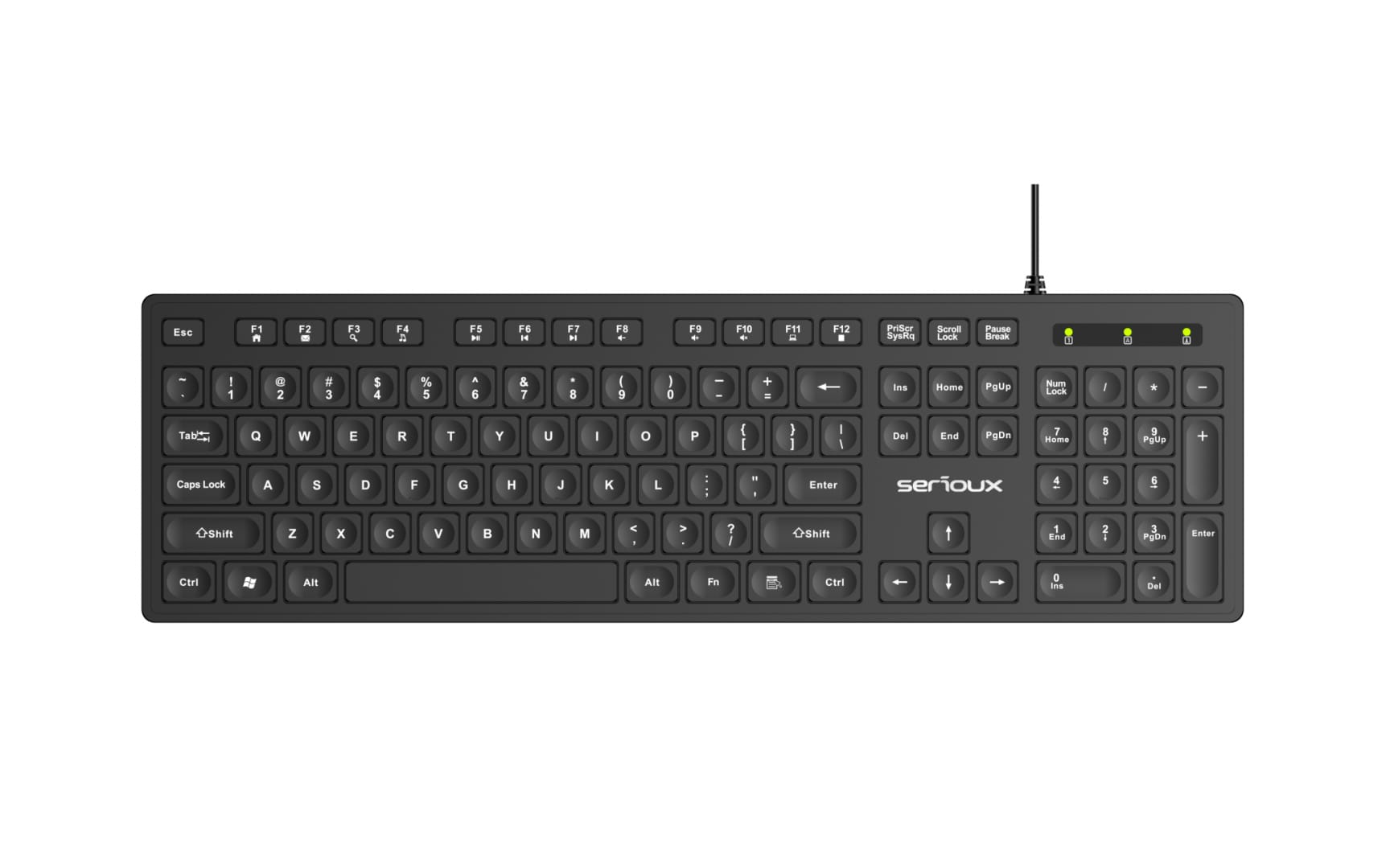 Tastatura Serioux USB cu Fir 104 Taste - Negru, US Layout - imagine 2