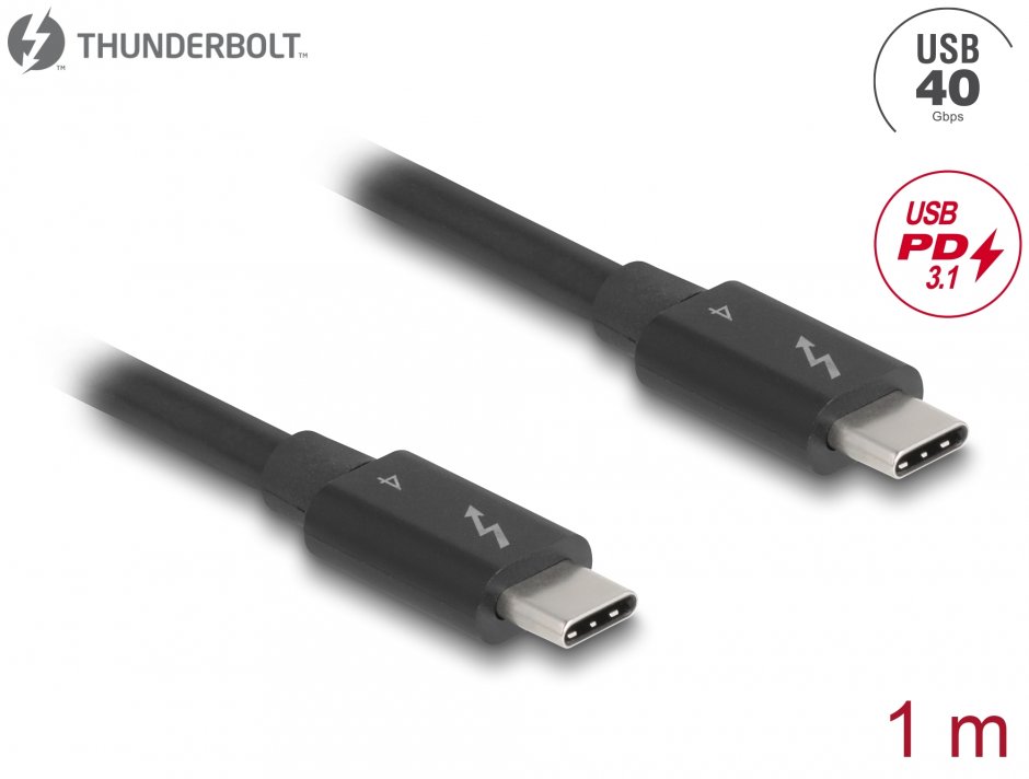Cablu Thunderbolt 4 Delock 81249, 40 Gbps, 240W, 1m