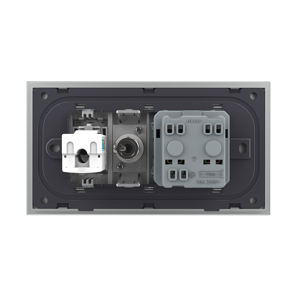 Priza Dubla Livolo Sticla: Schuko, TV, Internet - imagine 15