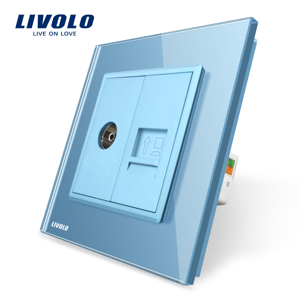 Priza TV + Internet Livolo, Rama Sticlă, 80mm - imagine 13