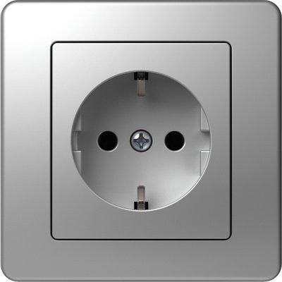 Priză SCHUKO 1P 16A Argint, TEM Ekonomik