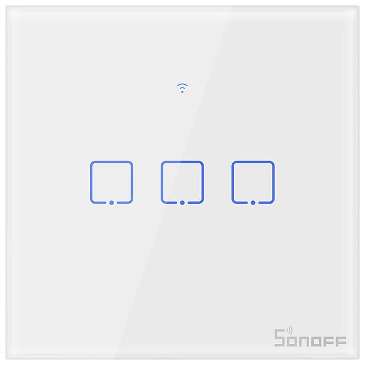 Intrerupator Smart cu Touch Wifi + RF 433 Sonoff T1 EU TX, (3 canale)