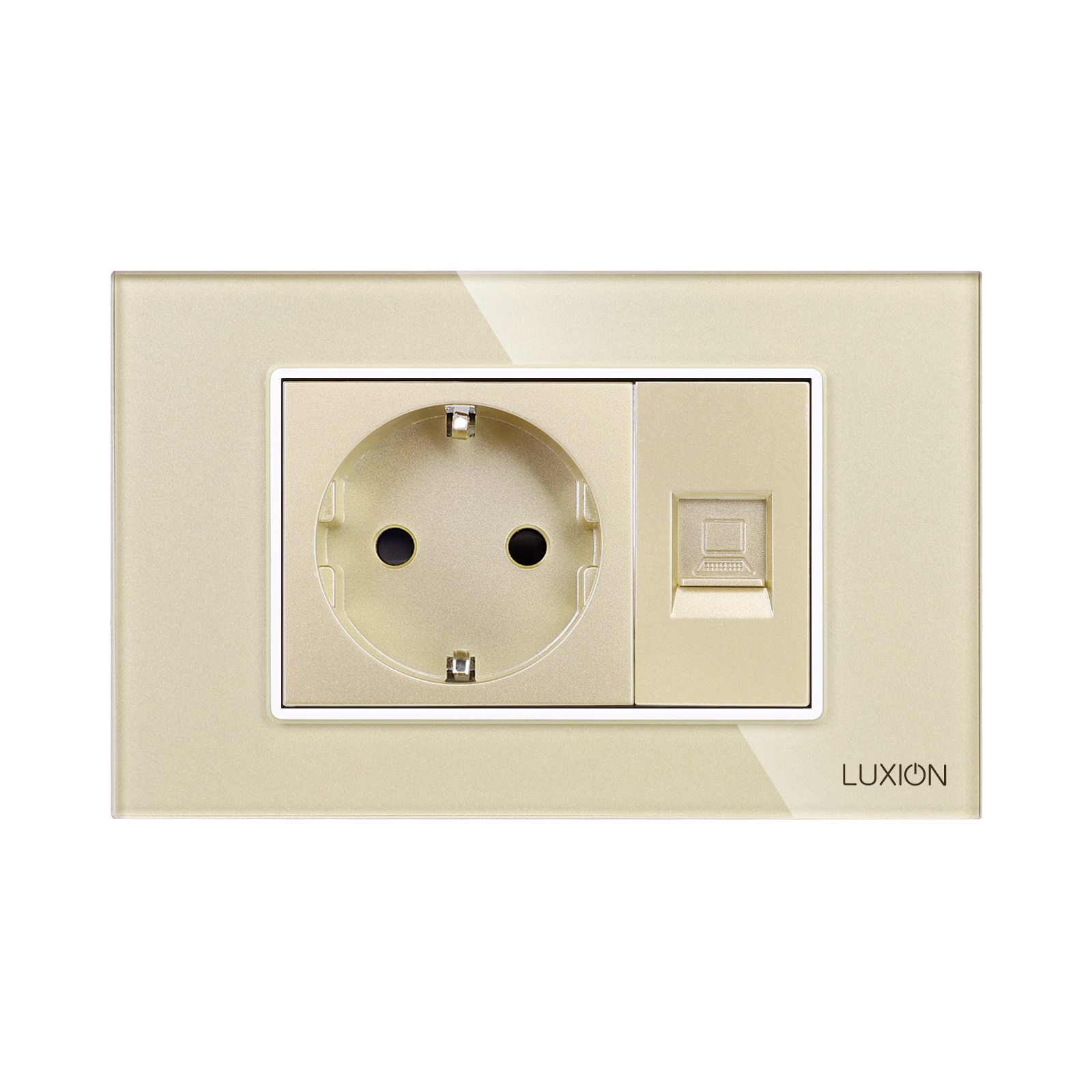 Priza Schuko + Priza Internet cu Rama Sticla LUXION 3M - imagine 10