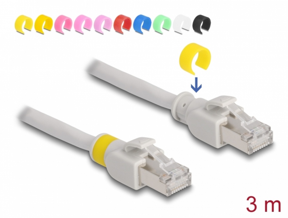 Cablu RJ45 Cat.6A FTP 3m Gri, Delock + 20 Cleme