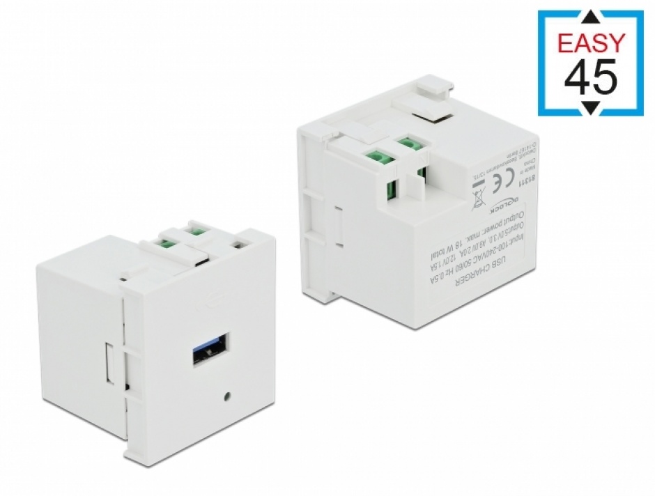 Modul Incarcare USB-A Delock 18W Easy 45