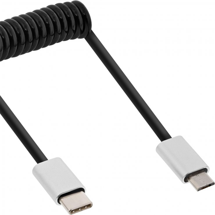 Cablu Micro USB la USB C Spiralat 3m Inline