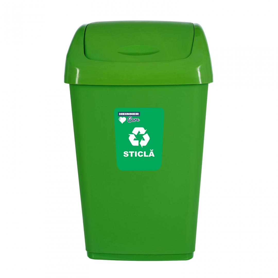 Cos Gunoi Reciclare Heinner 35L Verde - Capac Batant - imagine 2