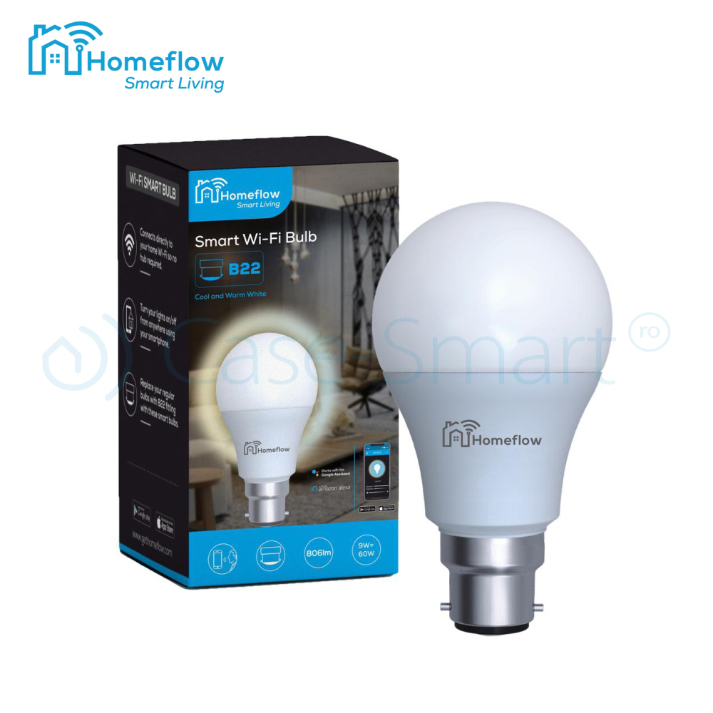 Bec LED Inteligent Homeflow B22, 9W, Wi-Fi - imagine 2