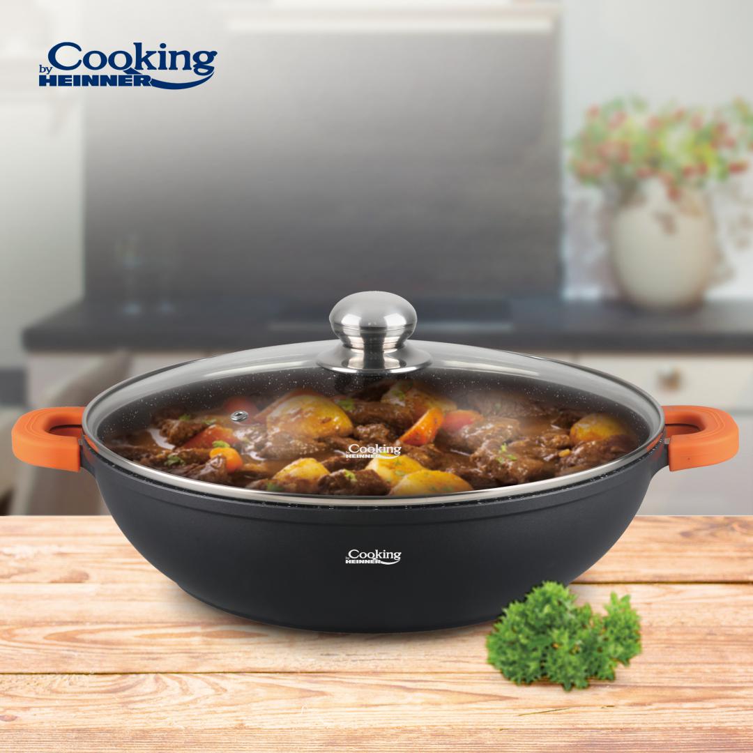 Cratiță Aluminiu 32cm 5.5L cu Capac - Heinner Dark Line - imagine 3