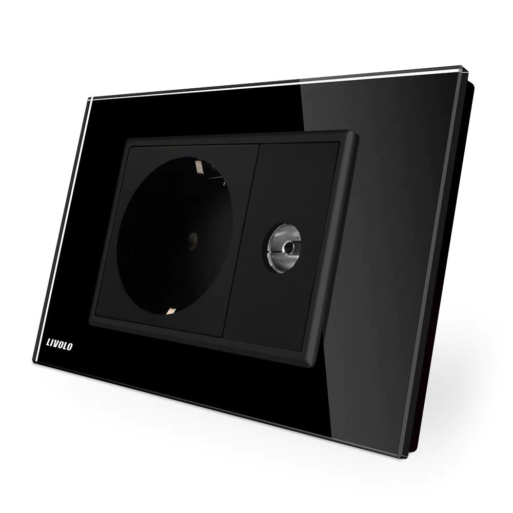 Priză Sticlă Livolo cu TV, Schuko - imagine 5