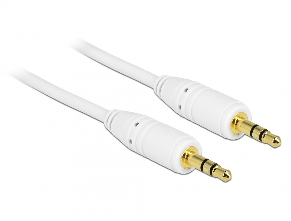 Cablu Stereo 3.5mm Delock 0.5m Alb