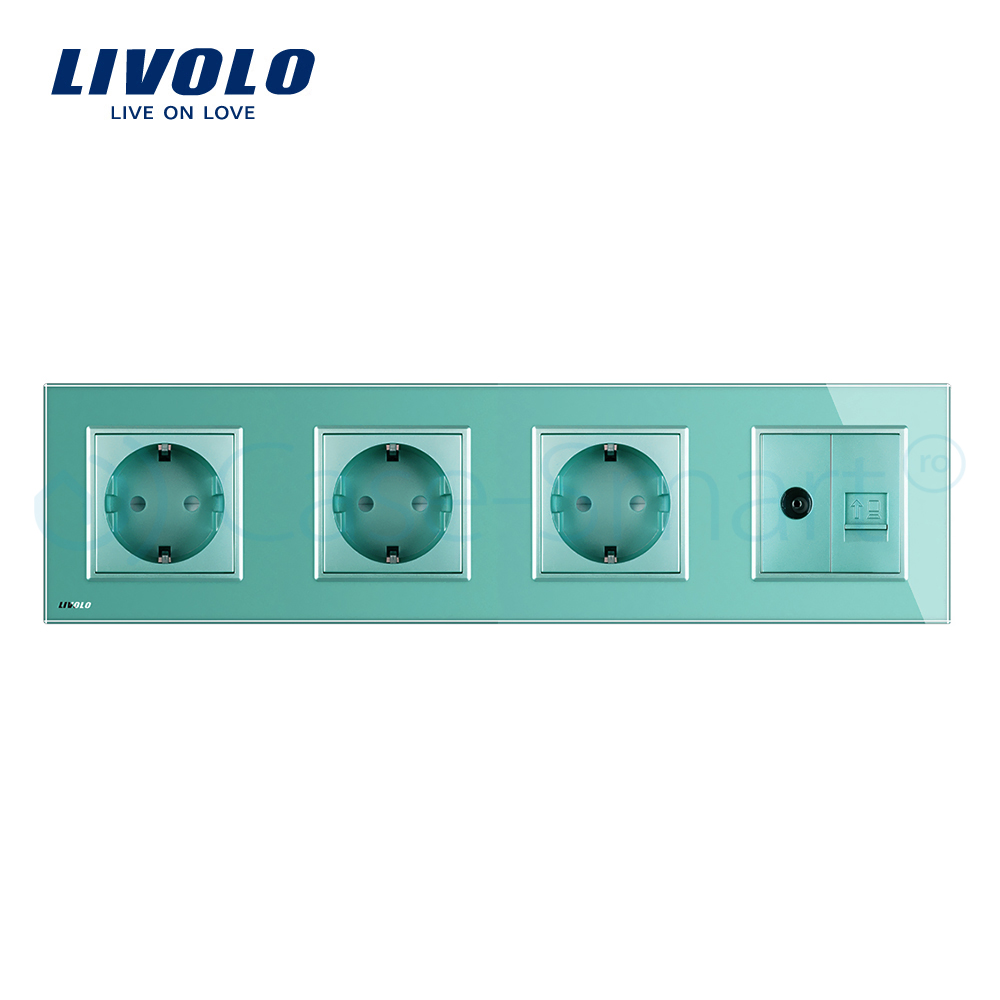 Priză Cvadruplă Livolo Sticlă, TV și Internet - imagine 8